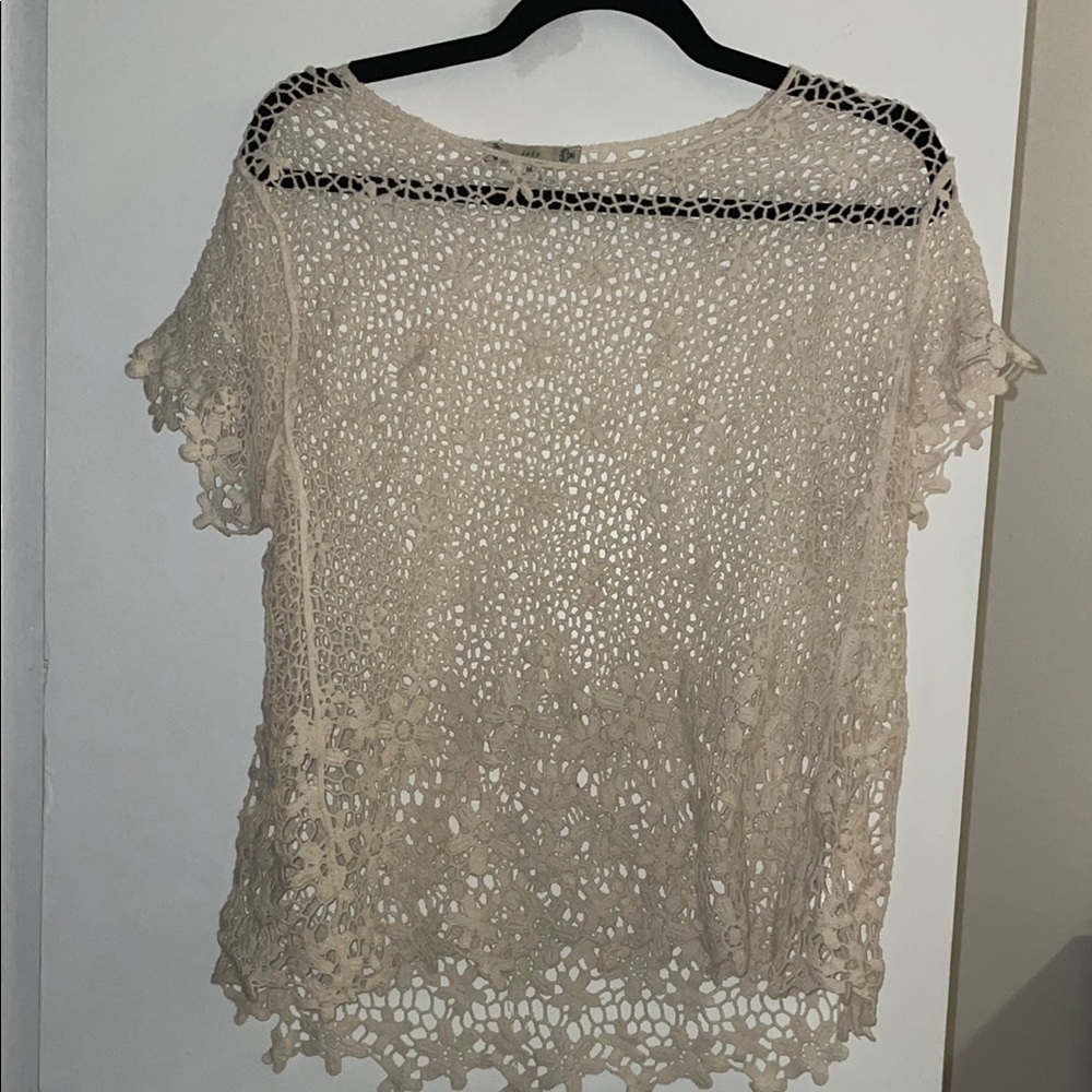Elegant Cream Crochet Women's Top